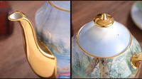 Service à café 15 pièces en porcelaine fine avec bordure dorée, élégant, pour mariage et décoration intérieure, style moderne et minimaliste, en céramique, pour restaurant, avec sucrier et crémier
