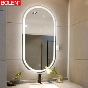 Miroir de luxe moderne ovale éclairé or salle de bain LED mural intelligent avec écran tactile antibuée Fonction grossissante évaluée IP44 - Product Image 1