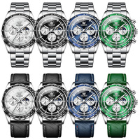 Montre à quartz OLEVS 2945 en acier inoxydable pour homme, avec logo personnalisé OEM, styles très demandés, multifonctionnelle, phase de lune et chronographe