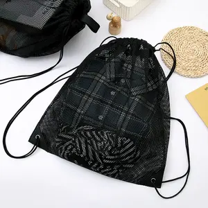 Wholesale Outdoor Heavy Duty Mesh Drawstring Storage Bag For Beach Clothing Travel Swimming