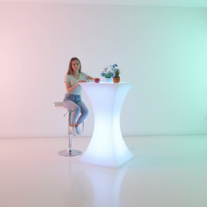 <span class=keywords><strong>Table</strong></span> de bar <span class=keywords><strong>haute</strong></span> à LED avec design moderne, en plastique écologique, 4 places, pour mariage - Product Image 4