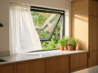 Ventana de Aluminio con Rotura de Puente Térmico, Ventana Abatible Superior de Doble Acristalamiento para Viviendas Residenciales, Marco Delgado