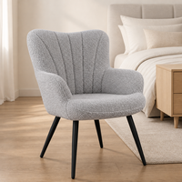 Fauteuil de salle à manger moderne Yaheetech en tissu bouclé avec dossier haut, couleur ivoire, mobilier pour la maison