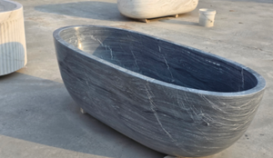 Baignoires ovales modernes sur mesure de luxe, exclusives en bois gris/marbre Serpeggiante, autoportantes, pour salle de bain, villa, hôtel - Product Image 3