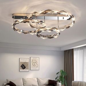 Candelabro moderno de alta calidad para dormitorio, lámparas para sala de estar, anillo de cristal, lámpara de techo Led para techos altos - Product Image 4