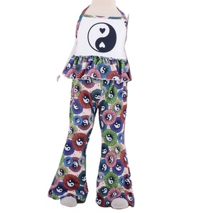 Wholesale New Boutique Baby <b>Girl</b> Valentine's Day Printing Knitted Ruffle Hem <b>Flared</b> Waterproof Breathable Full Length Bell Pants - Product Image 2