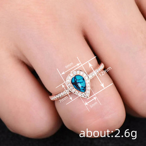 Anello a Goccia Irregolare Stile Turchese per Donne, Elegante Gioiello da Dito alla Moda - Product Image 4