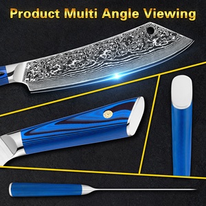 10% de Descuento en Cuchillo de Damasco de 9.5 Pulgadas con Mango Azul G10 y Logotipo Personalizado, Ideal para Sacrificar Cabras, en el Top de Ventas de Amazon - Product Image 4