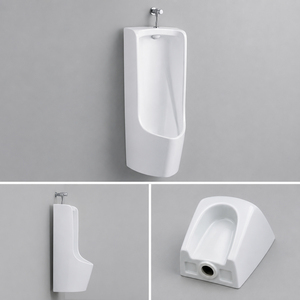 <span class=keywords><strong>Urinoir</strong></span> en céramique autoportant pleine hauteur 355x355x890mm, avec vidange vertical direct et chasse manuelle, pour toilettes - Product Image 2