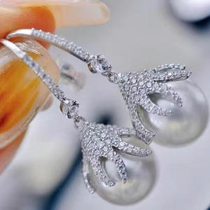 Accessoires en argent S925 pour la création de bijoux, perles rondes de 10-12 mm, support creux pour clou 21618, cache-émail avec crochet d'oreille pour boucles d'oreilles - Product Image 3