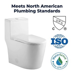 Inodoro de Una Pieza Alargado con Asiento de Cierre Suave, Sifónico, Certificado por CUPC y WaterSense, Taza de Inodoro de Cerámica Blanca Brillante para Baño - Product Image 4