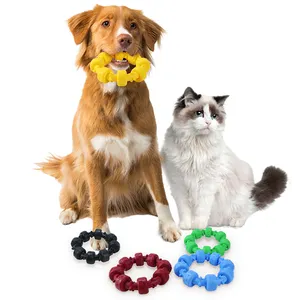 Custom Shaped Pet Dog Toy Interactive Durable Soft Rubber Solid Ring for Small Large Dogs Puppy Cat Chew Toys Tooth Cleaning Toy