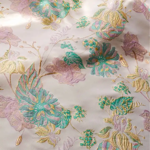 Alambre dorado 3D flor grande elegante <span class=keywords><strong>ponk</strong></span> brocado tela clásica primavera y otoño vestido de mujer tela decorativa Estilo Vintage - Product Image 4