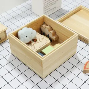 Unfinished Craft Pine Wood Gift Boxes Wooden Organizing Box With Lid Wholesale