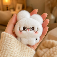 Porte-clés en peluche lapin blanc mini moelleux de 8 cm avec lunettes, pendentif lapin mignon pour sac à dos, logo personnalisé OEM, vente en gros
