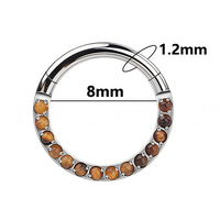 Anneau segmenté articulé en titane de qualité implant G23 avec gemme naturelle ronde, filetage interne, demi-ensemble, bijoux de piercing corporel ASTM F136