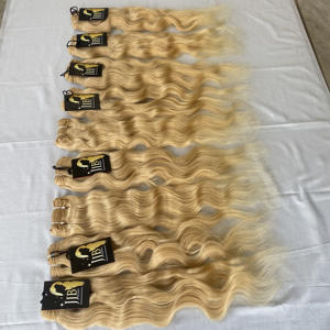 Cheveux brésiliens naturels vierges en vison brut, non traités, de qualité supérieure, blond 613, deep wave, blond Temple indien - Product Image 3