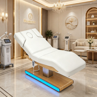 Table de massage électrique portable et réglable à 4 moteurs, double colonne dorée en acier inoxydable, pour salon de beauté et spa des cils, luxe moderne