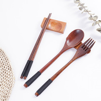 Cuillère en bois massif, couteau, ensemble de baguettes, vaisselle en bois de hêtre et lotus, ensemble de couverts avec logo personnalisé, voyage portable