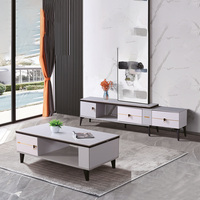 Meubles de salon, table basse au design simple, prix de gros, table basse de luxe gris clair personnalisée avec rangement à vendre
