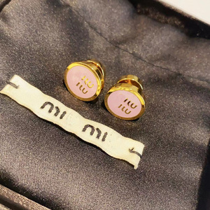 18K altın kaplama büyük yuvarlak MIU mektup küpe emaye mektup M düğme küpe kadınlar kız için - Product Image 3