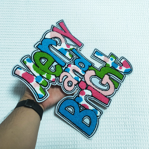 Écusson <span class=keywords><strong>de</strong></span> vacances joyeux et lumineux personnalisé noël grandes lettres chenille serviette broderie fer sur patchs pour vêtements - Product Image 2