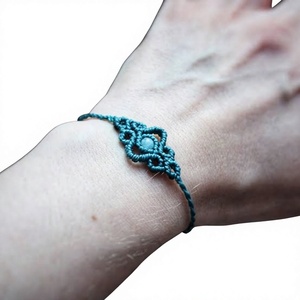 Geometric Macrame <b>Wrap</b> Bracelet With Crystal Stone Bohemia Style Unisex Everyday Wear - Product Image 1