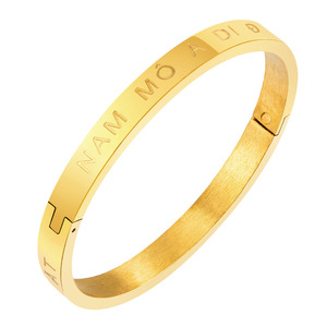 Namo Amitabha Buddha Letter <b>Bracelet</b> 6mm Gold Titanium Steel Unisex Jewelry Gift Fashion <b>Bangle</b> - Product Image 5
