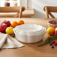 Witte keramische ronde ecovriendelijke fruitschaal hotelservies tafellaagset voor thuiskeuken servies elegante collectie