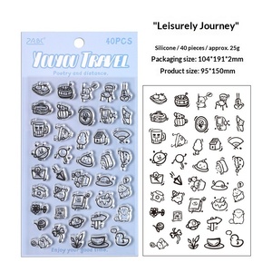 Sello de Silicona Transparente Yuanqi Qu Lu, Estilo Vintage, para Pequeños Objetos, Diario, Manualidades, Impresiones Divertidas con Temas de <span class=keywords><strong>Comida</strong></span> y Viajes - Product Image 6