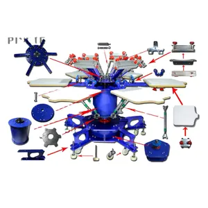 अच्छी कीमत माइक्रो registrion 6 रंग 6 स्टेशन टी शर्ट मैनुअल स्क्रीन प्रिंटिंग मशीन