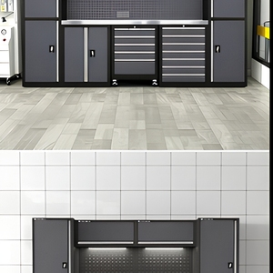 Steel <b>Garage</b> <b>Workbench</b> Cabinet System Modular Tool Storage Cabinet Set with Pegboard Drawers and Locking Storage - Product Image 5