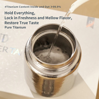 Botol Air Titanium DILLER 280ml, Cangkir Vakum Dinding Ganda, Mug Terisolasi Titanium Murni, Flask Perjalanan Ringan