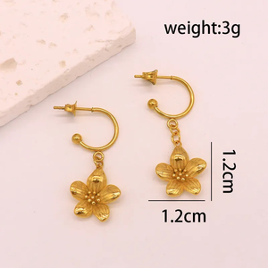 ต่างหูเม็ดเดี่ยวสไตล์เรโทรหรูหราแบบลำลอง1คู่ทำจากสแตนเลส304ชุบทอง18K ต่างหูแฟชั่น - Product Image 5