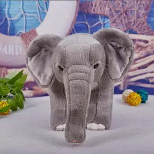 Simulazione personalizzata peluche animale elefante grigio giocattoli realistici peluche in piedi elefante africano giocattoli farciti