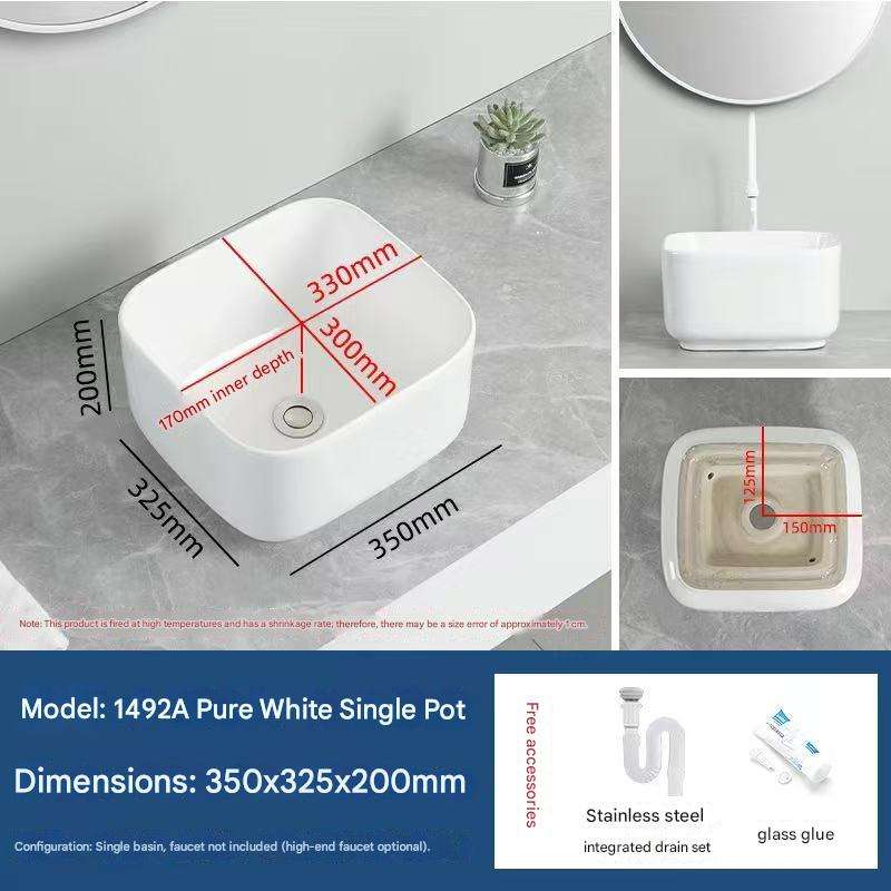 Lavabo cuadrado de 35*32,5*20 cm.