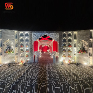 ชุดกระจกสีเงินแบบอาหรับเรียบฉากหลังติดผนังฉากหลังตกแต่งเวทีสำหรับงานปาร์ตี้งานแต่งงาน - Product Image 1