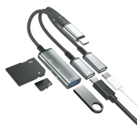 Adaptateur de charge pour casque Type C vers Type C 3,5 mm, lecteur de carte mémoire USB 5 en 1, câble dongle, adaptateur de transfert de données rapide
