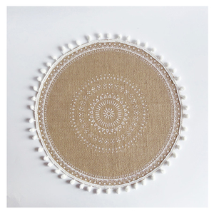 Vente en gros de sets de table ronds bohèmes en lin et coton, napperons durables et imperméables en papier pour tables décoratives de mariage et de fête - Product Image 5