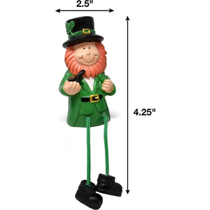 St. Patrick's Day Elf <b>Statue</b> 3-Piece Resin Decor With Hanging Legs Table Decoration - Product Image 3