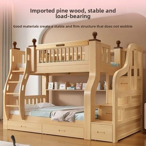 Ensembles de lits mezzanine modernes pour enfants, meubles de chambre à coucher en bois, lits superposés pour enfants avec tiroirs de rangement et <span class=keywords><strong>escalier</strong></span> - Product Image 4