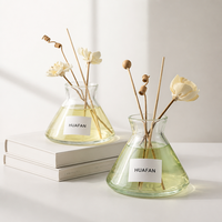 Bouteille en verre conique transparente pour diffuseur de parfum 260ml 300ml, vente en gros, bouteille vide pour arôme, sérigraphie personnalisée, marquage à chaud