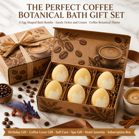 Coffret de 6 bombes de bain personnalisées en forme d'œuf de dinosaure à l'extrait de café, 80g, à base de plantes, faites à la main, hydratantes, aromatiques, brun-terre, boîte cadeau OEM