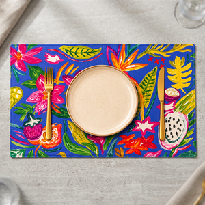 Set de table en coton premium avec imprimé floral et botanique tropical coloré |   Nappe de table imprimée vibrante pour la maison - Product Image 3
