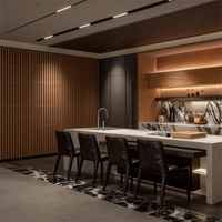 Meubles de cuisine modulaires européens modernes JINGSHUN avec éclairage LED, plan de travail en marbre artificiel, meubles en bois, robinet certifié CE