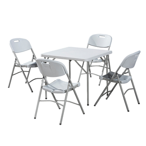 Tavolo pieghevole moderno 3ft quadrato 85x85x74mm per giardino esterno ristorante duro di plastica bianca per risparmio di spazio Bar altezza - Product Image 2