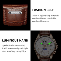 Montre de sport de luxe pour homme LG8975, mouvement à quartz, boîtier en acier inoxydable, bracelet en cuir, étanche, date luminescente, aiguilles simples