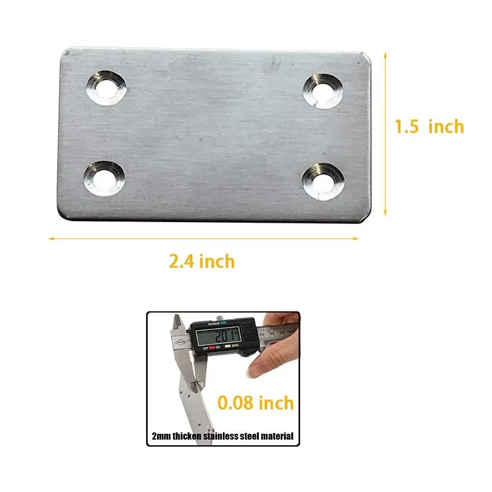 Flat Brass Stainless Steel Metal Joining Brackets Straight L Shaped Mending Post Fixing Plates