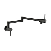 Robinet de remplissage de casseroles noir mat mural pliable à double articulation avec bras pivotant pour cuisinière de cuisine, mitigeur monocommande