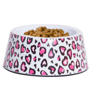 Manufactory Made Alta Qualidade Fácil Limpeza Leopardo Bonito Pet Alimentador Melamina <span class=keywords><strong>Dog</strong></span> Food Bowl Padrões Personalizáveis - Product Image 1